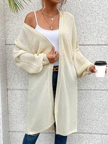 SHEIN Unity 休閒純色女士開襟衫 - 米色 - 查看 3