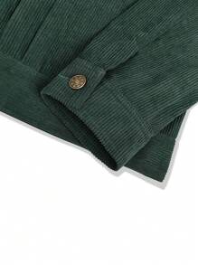 Manfinity Homme Men Flap Pocket Corduroy Jacket - Dark Green - View 6