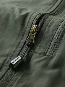 Manfinity Homme Nam Dây kéo Lỏng lẻo Áo khoác vest - xanh quân đội - Xem 4