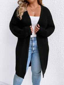 SHEIN LUNE Plus Letter Pattern Drop Shoulder Cardigan