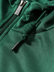 Manfinity Homme 男士卡通圖案顏色積木下肩連帽oversize夾克 - 綠色 - 查看 4