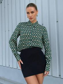 Maija 滿版印花前紐扣襯衫