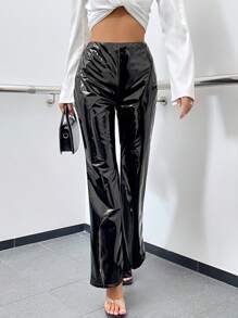 Zolique Pantalones acampanados PU - Negro - Ver 5