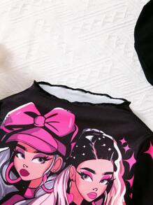 SHEIN Young Girl Figure Graphic Tee - White - View 5