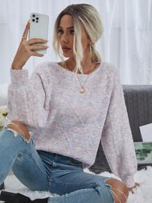 SHEIN LUNE Space Dye Drop Shoulder Sweater Knit Pullover Fall Winter Outfit - Multicolor - View 1