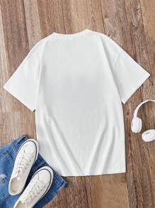 SHEIN Teen Girl Body Heat Map Print Drop Shoulder Tee - White - View 2