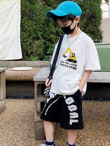 Tween Boy Letter Graphic Drop Shoulder Tee - White - View 3