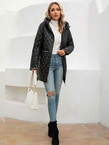 Abrigo acolchado con cremallera con capucha