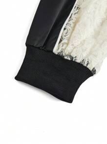 SHEIN LUNE Taglie Forti Giacca bomber pizzo a contrasto con zip