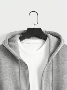 EURMUSE Men Zip Up Drawstring Hoodie Without Tee - Light Grey - View 5