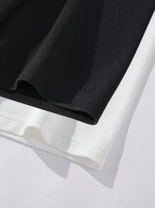 Manfinity Homme Hombres 2 piezas Camiseta unicolor de cuello alto