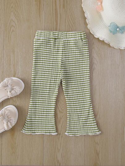 Baby Girl Spring/Summer/Autumn Casual Wrinkle Lightweight Flared Pants With Stretchy Material