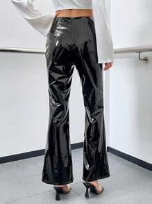 Zolique Pantalones acampanados PU - Negro - Ver 2