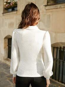 SHEIN Frenchy Chất rắn Tay áo lồng đèn Áo thun - trắng - Xem 6