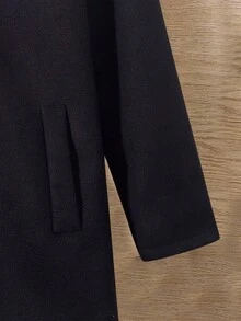 SHEIN Cô gái Tween 1 Miếng Cổ bẻ Nút phía trước Áo khoác - màu đen - Xem 6