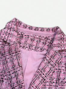 Flirla Plus Flap Detail Lapel Neck Blazer - Pink - View 3