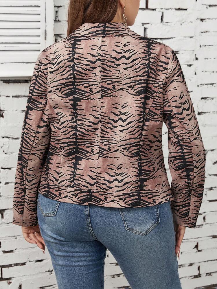 Plus Tiger Skin Print Zip Up Jacket
