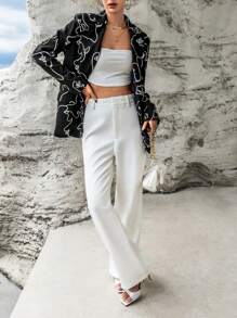 SHEIN Privé Blazer con estampado de figura abstracta con botón - Multicolor - Ver 4