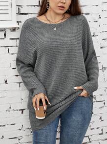 SHEIN LUNE Plus Size Sweaters - Grey - View 5