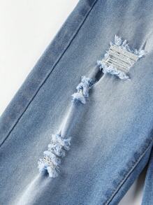 Tween Boys Washed Ripped Jeans - Medium Wash - View 6