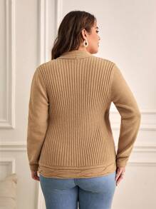 SHEIN Frenchy Plus Buckle Detail Wrap Cross Sweater Fall/Winter - Khaki - View 2