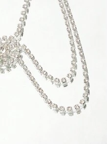 SHEIN BAE Cadena para cuerpo tachonado de cristal con diseño de gota de agua de moda - Plateado - Ver 3