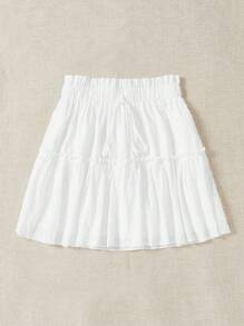 Soleia 紙袋腰褶邊前打結荷葉邊半身裙