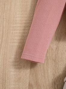 SHEIN Young Girl Pearls Beaded Gigot Sleeve Open Front Jacket,In Fall/Winter - Pink - View 6