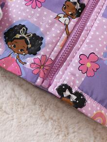 女嬰人像圖案拉鏈開襟夾克背心&半身裙 - 粉色 - 查看 5