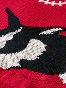 SHEIN Unity 大碼兔子圖案毛衣背心 - 酒紅色 - 查看 5