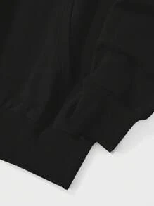 EURMUSE Men Kangaroo Pocket Drawstring Hoodie - Black - View 4