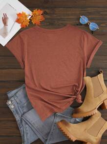 INAWLY Figure Graphic Tee Graphic Tees Women Tops - Burnt Orange - View 2