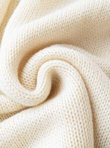 SHEIN LUNE Áo len cardigan móc cỡ lớn - Màu be - Xem 3