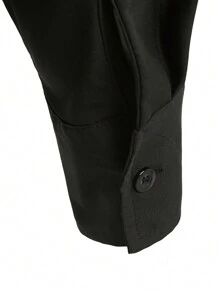 Men Solid Notched Neck Shirt - Black - View 7