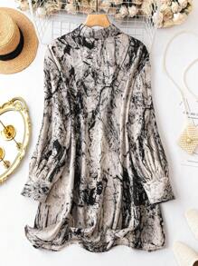 SHEIN Clasi Plus Tie Dye Button Front Shirt Fall Cloth For Women - Multicolor - View 2