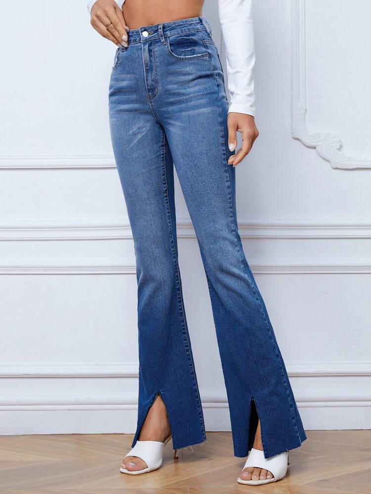 Split Hem Flare Leg Jeans