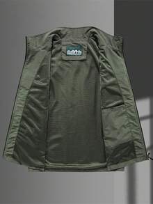 Manfinity Homme Nam Dây kéo Lỏng lẻo Áo khoác vest - xanh quân đội - Xem 3