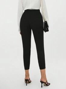 SHEIN Privé Leggings con dobladillo dividido y detalle de botones - Negro - Ver 2