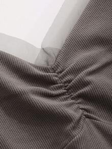 DAZY Chất rắn Xù Cami ngọn - màu nâu - Xem 8