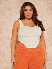 SHEIN SXY Plus Asymmetrical Hem Tank Top - White - View 5