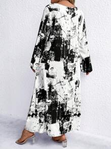 SHEIN LUNE Hơn In chắp vá Váy chữ A - Nhiều màu - Xem 2