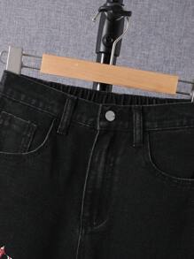 SHEIN Tween Boy Tiger & Letter Graphic Jeans - Black - View 4