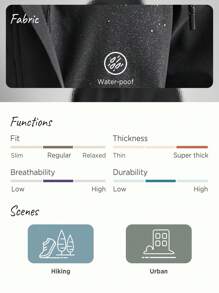 In My Nature Letter Graphic Drawstring Hooded Rain Jacket - Black - View 4