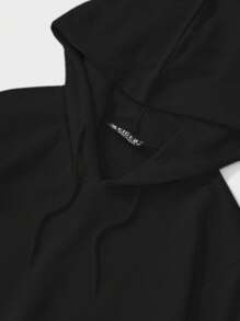 EURMUSE Men Kangaroo Pocket Drawstring Hoodie - Black - View 3