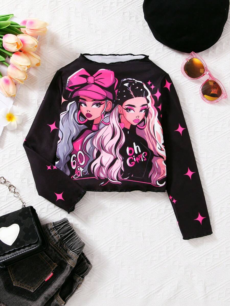 SHEIN Young Girl Figure Graphic Tee - White - View 1