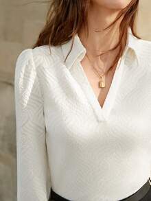 SHEIN Frenchy Chất rắn Tay áo lồng đèn Áo thun - trắng - Xem 2