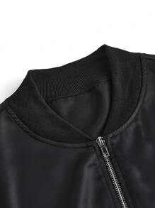 SHEIN LUNE Taglie Forti Giacca bomber pizzo a contrasto con zip