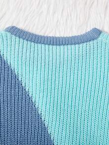 Young Girl Two Tone Ruffle Trim Sweater - Multicolor - View 5