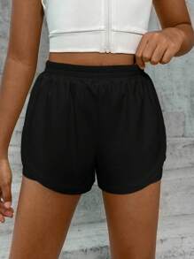 Tween Girl Solid Elastic Waist Active Shorts - Black - View 4