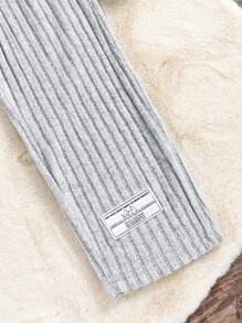 SHEIN Tween Girls Letter Patched Hooded Tee & Pants - Grey - View 4